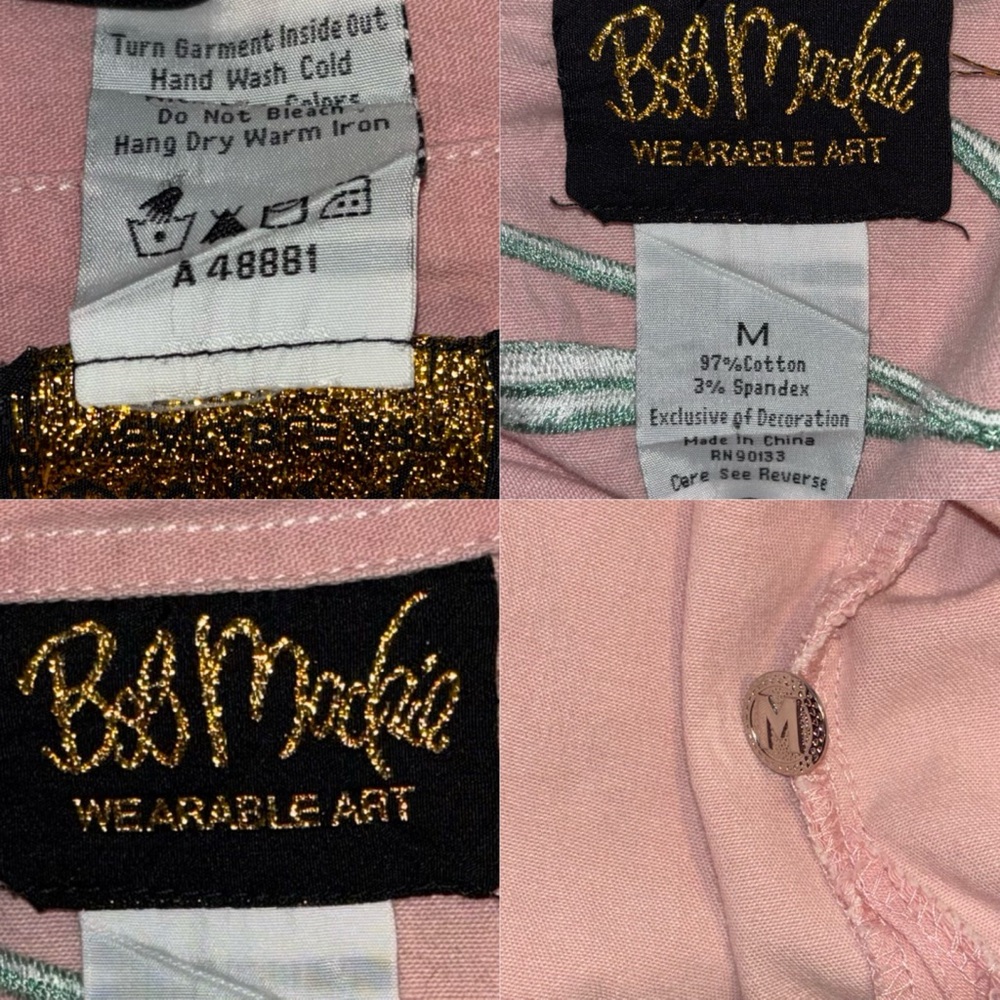 Bob Mackie Wearable Art Pink Denim jacket w/Tulips Vintage Women's size medium - Picture 3 of 16